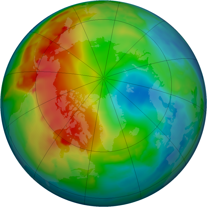 Arctic ozone map for 01 January 2012
